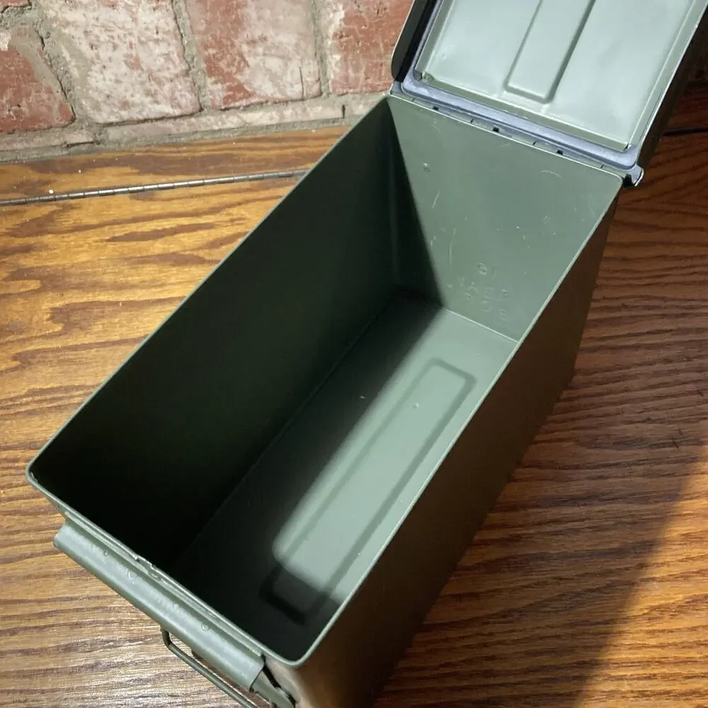 Ammo Tin Steel Box Container M2A1 Heavy Duty Green